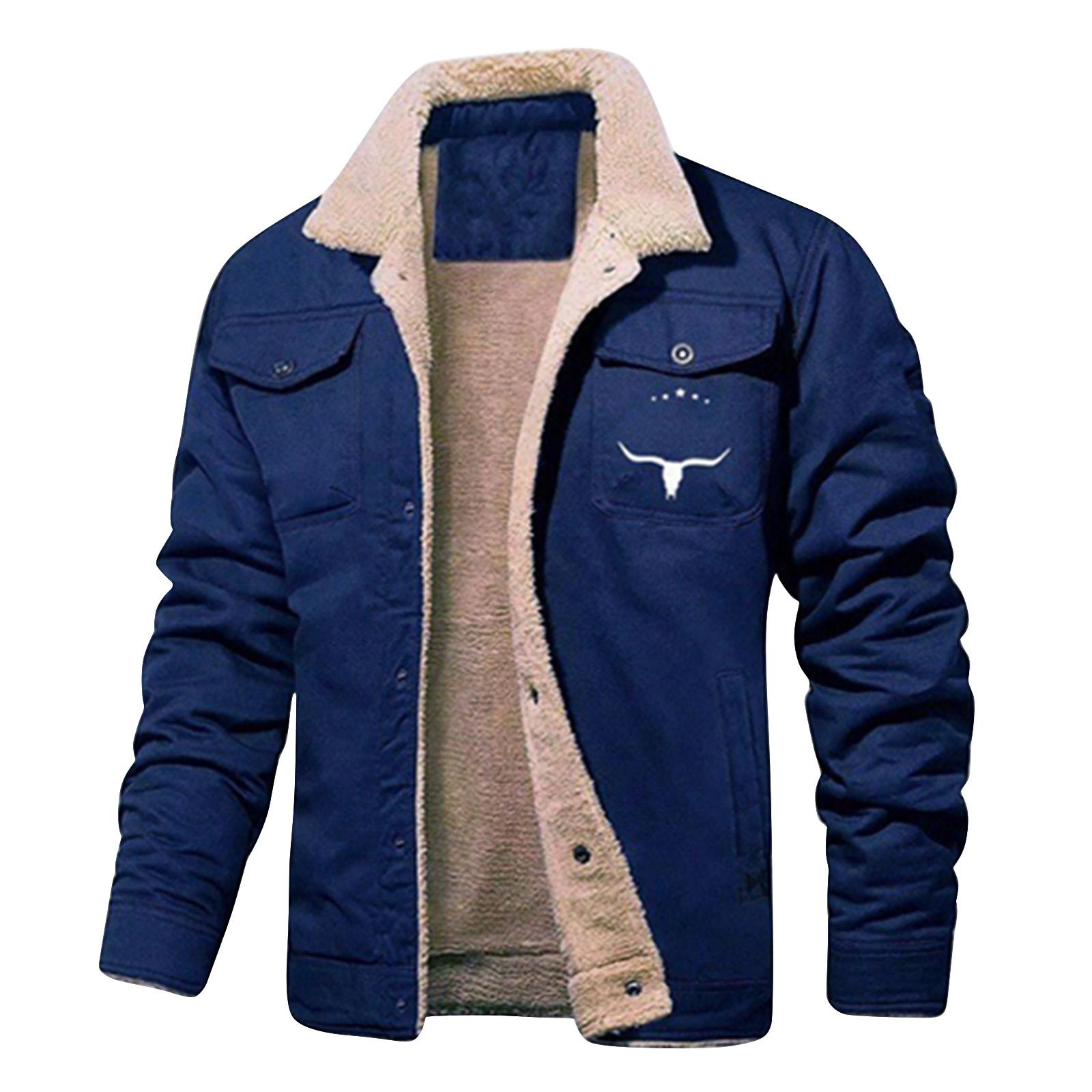 

Мужская однотонная рабочая куртка с карманом на пуговицах, мужское повседневное плюшевое пальто L