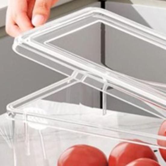 Refrigerator Organizer Transparent Food Box with Handle Lid Food-Grade Fridge Organizer Storage Bin for Fruits Vegetables Salads