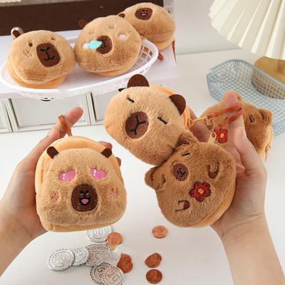 Kreatywna kapibara anime pluszowa portmonetka Kawaii Mini portmonetka Okrągłe kreskówkowe torby Wisiorek