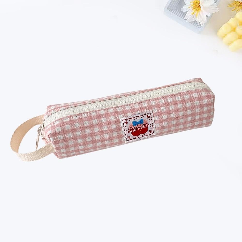 Desktop Storage Korean Style Pen Bag Plaid Pencil Pouch Cloth Stationery Bag Student