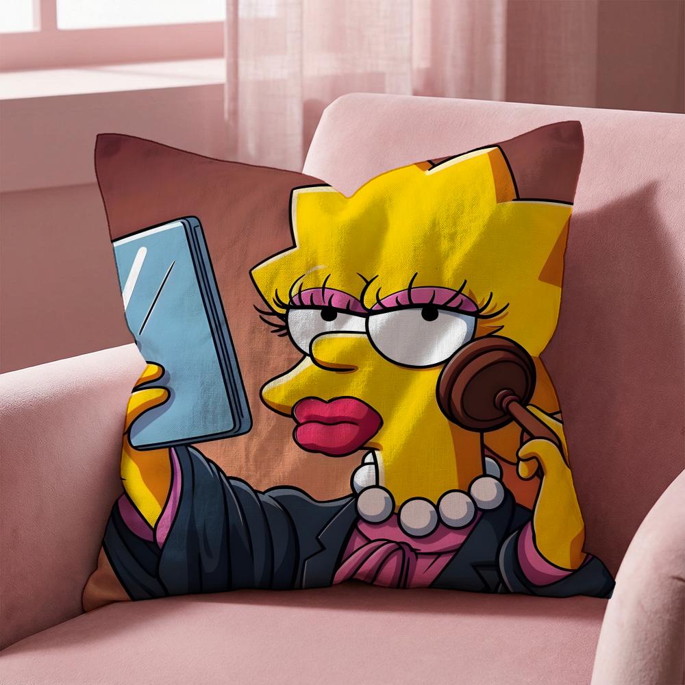 T-The Simpsons CARTOON Cushion Cover Multi-Scene Pillow Cover for Home & Car - Reversible, Soft & Durable for Daily Use