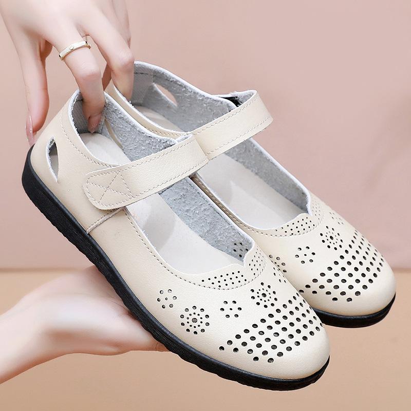 Soft-soled Shoes Sandals Flat-soled Elderly Women's Hole Shoes Single Shoes Elderly Non-slip Comfortable Women's Shoes Summer