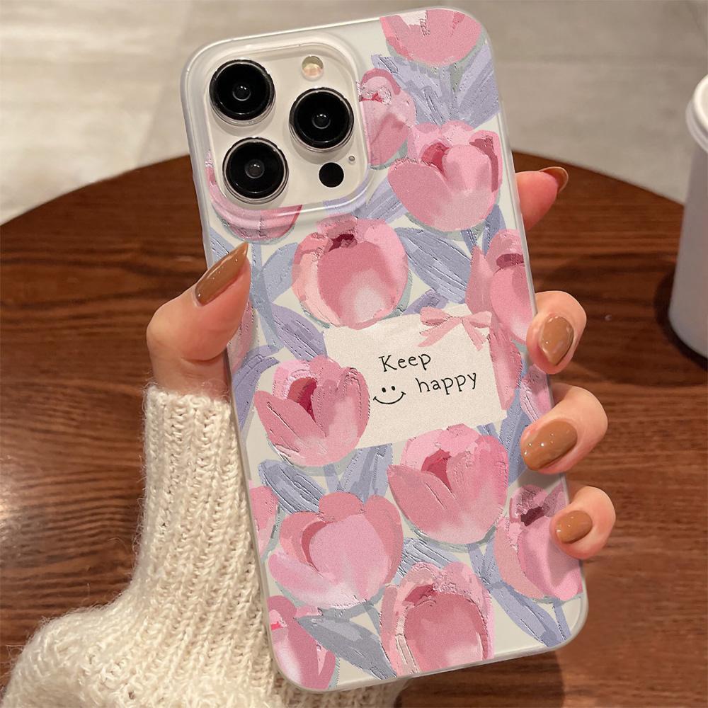 Handyhüllen für iPhone 11 13 15 Pro Max 12 14 Pro Max Hülle iPhone 16 15 Plus 13 Pro 12 Frosted Texture Painted Cartoon Flowers