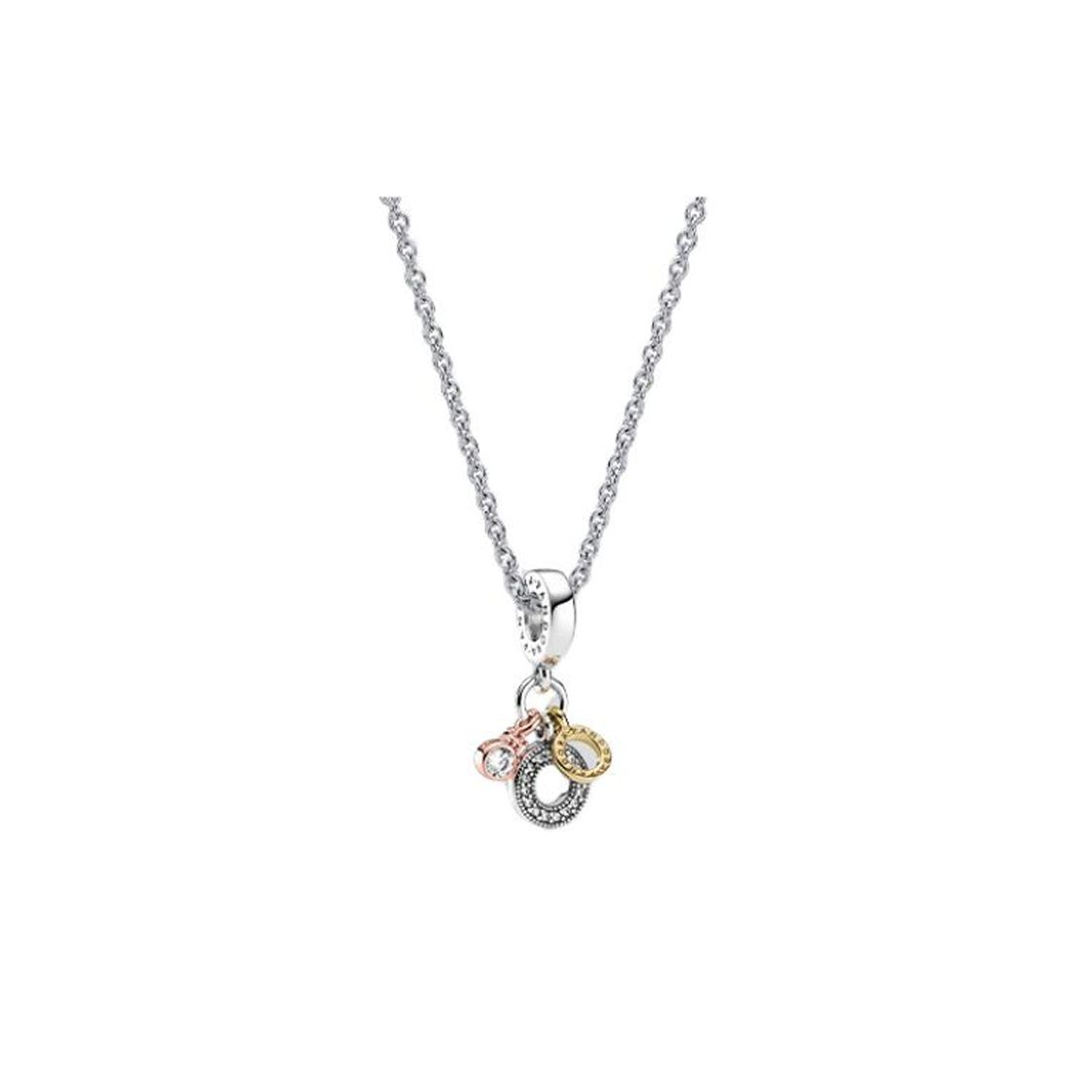 Pandora Engraved Logo Letter 925 Silver Gold Plated Copper Alloy Cubic Zirconia Necklace Women necklace ZT2898 Box