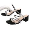 Fashion Women Mid Heeled Sandals Summer New Open Toe Rhinestone Fashion Sandals Personality Clear Square Heel Dressy Party Sandal