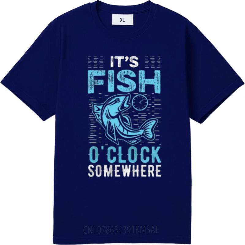 Tshirt For Man Soft Male Crew Neck Tshirt Plus Size Teeshirt Its Fish Oclock Somewhere Retro Unisex Tee Shirt Comfort Tshirt