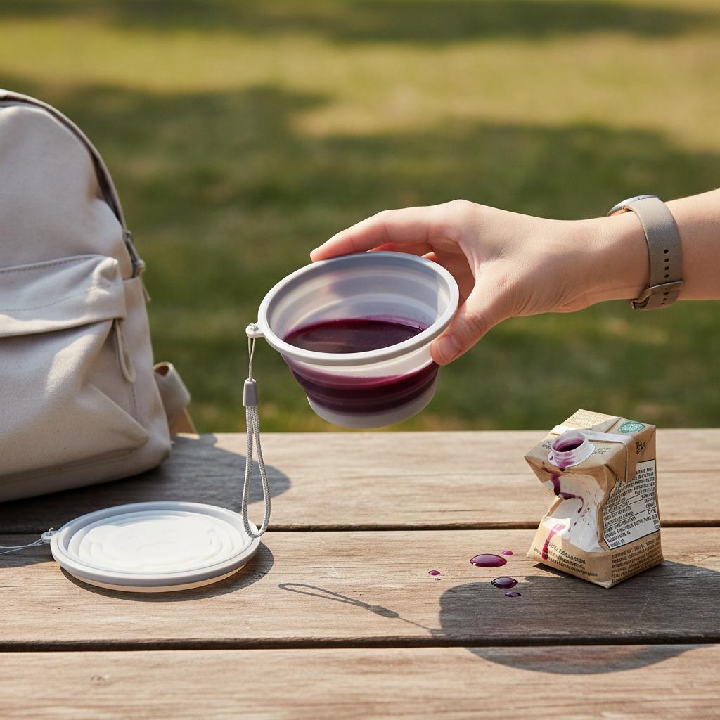 Collapsible Silicone Travel Cup Portable & Expandable for Outdoor Use Clear White 180ml