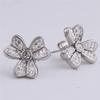 Stainless Steel Earrings with Zircon Flowers Female Crystal from Austrian Sweet Temperament Fine Jewelry Women