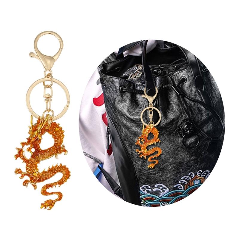 Eye Catching Key Chain Pendant Chinese Dragon Key Rings for Phones Crystal Decor