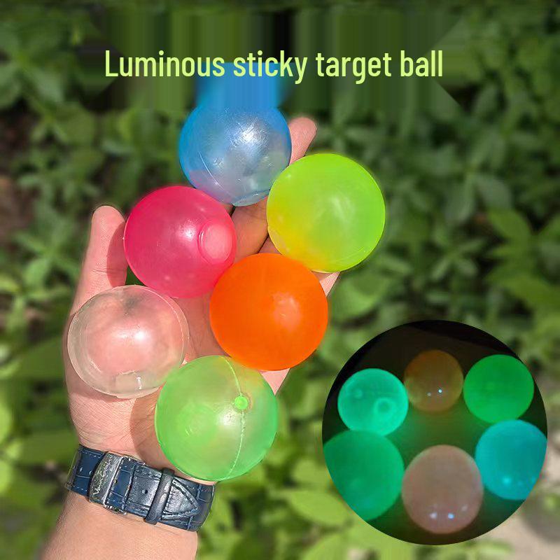Douyin Luminous TPR Ceiling and Wall Sticky Ball Toy for Kids - Interactive Decompression Dart Target Ball