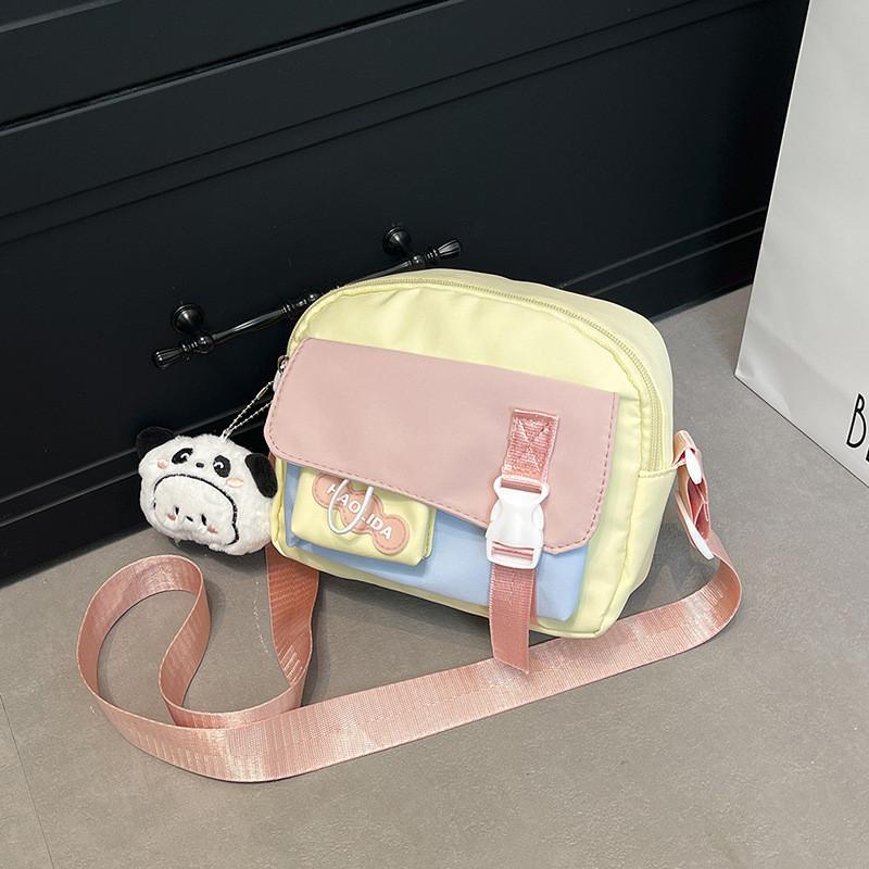 Child Cartoon Nylon Small Handbag With Splicing Design For Kindergarten Girls