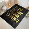 Gaming Carpet with "Eat Sleep Game Repeat" Golden Text Design Suitable for use as an anti-slip for living room bedroom sofas