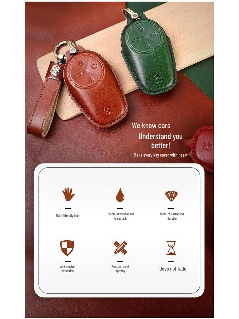 NIO EC6/ES6/ES8 Genuine Leather Key Case with Cowhide Shell & Buckle