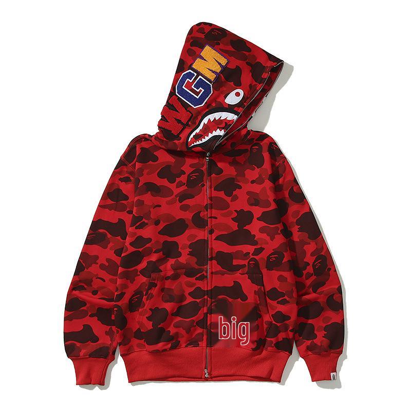 Trendy APE Hooded Sweatshirt - Shark Camouflage Zipper Jacket, Parent-Child Version
