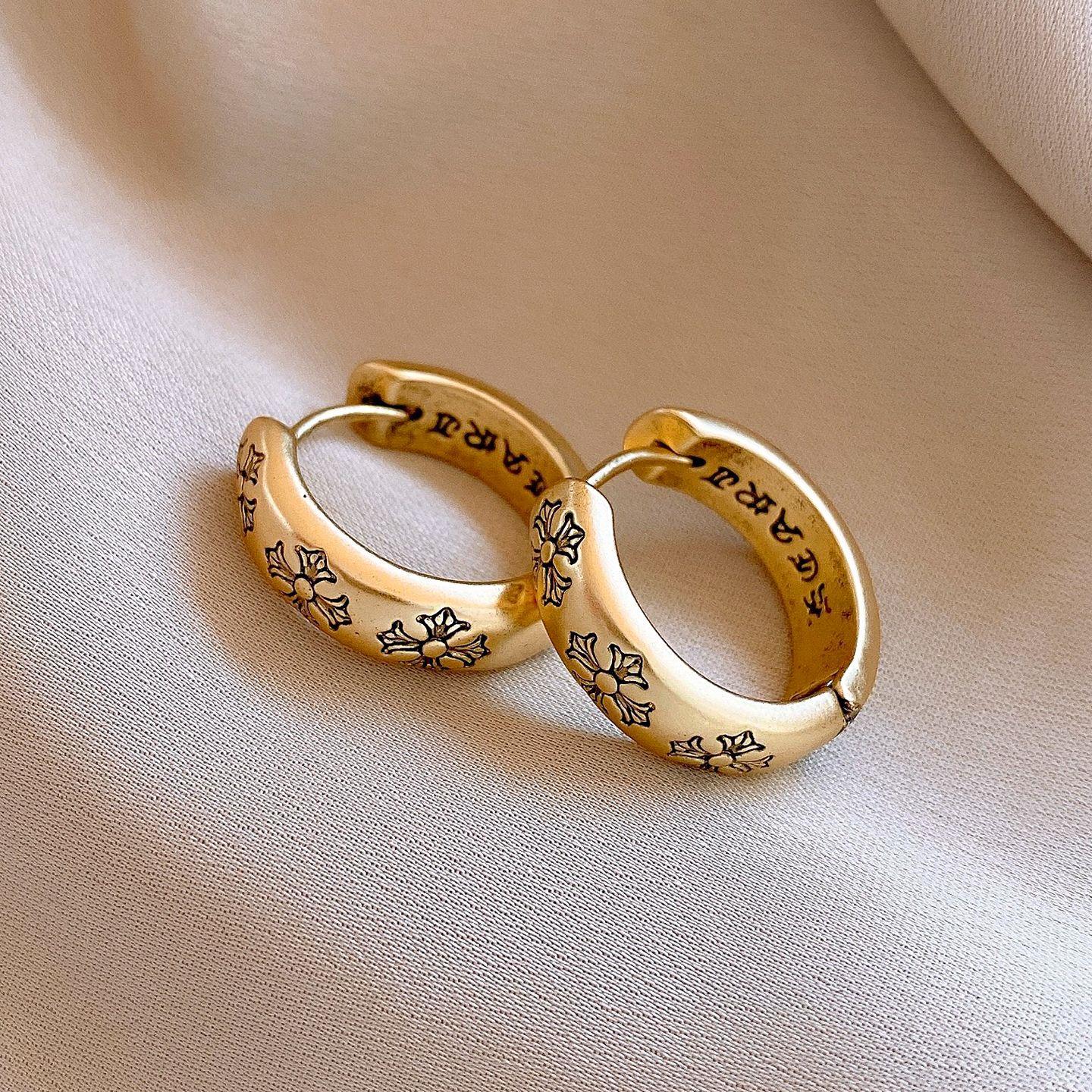 Европейские и американские простые круглые серьги с крестообразным узором, серьги-гвоздики, модные серьги с индивидуальным характером