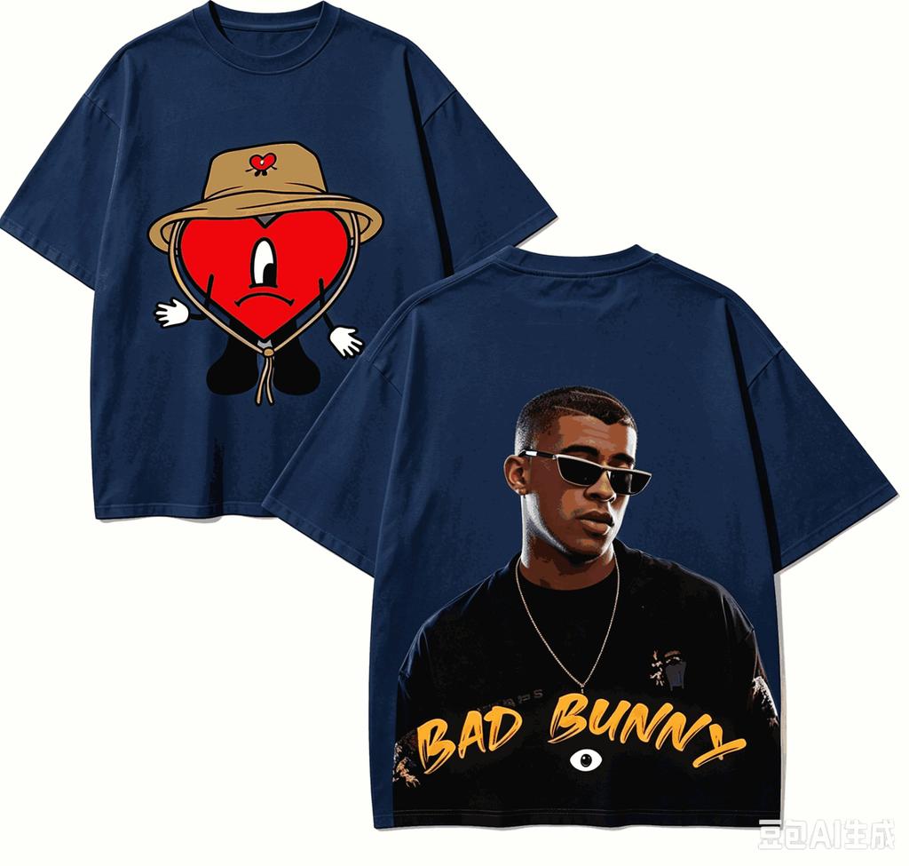 T-shirt Regalo Bad Bunny Uomo Donna Harajuku Oversize Unisex Manica Corta Streetwear alta qualità Coppie prodotto caldo Comoda