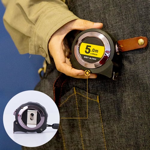 5m Tape Measure, High-Grade Carbon Steel (5m x 19mm), Automatic Locking Position, One-Touch Retraction, One-Handed Operation, High-Precision Distance