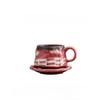 Grobes Töpferton Ofenwechsel Tasse und Untertasse Set Unregelmäßige Wabi-Sabi Keramiktasse für Kaffee Tee Hausbar Rustikale Wohnkultur Geschenk