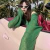 Women's Knitted Sweaters Thin See Through Casual Oversized Long Sleeve Sweater Lady Sexy Hollow Out Mesh Pullover Beach T-shirts