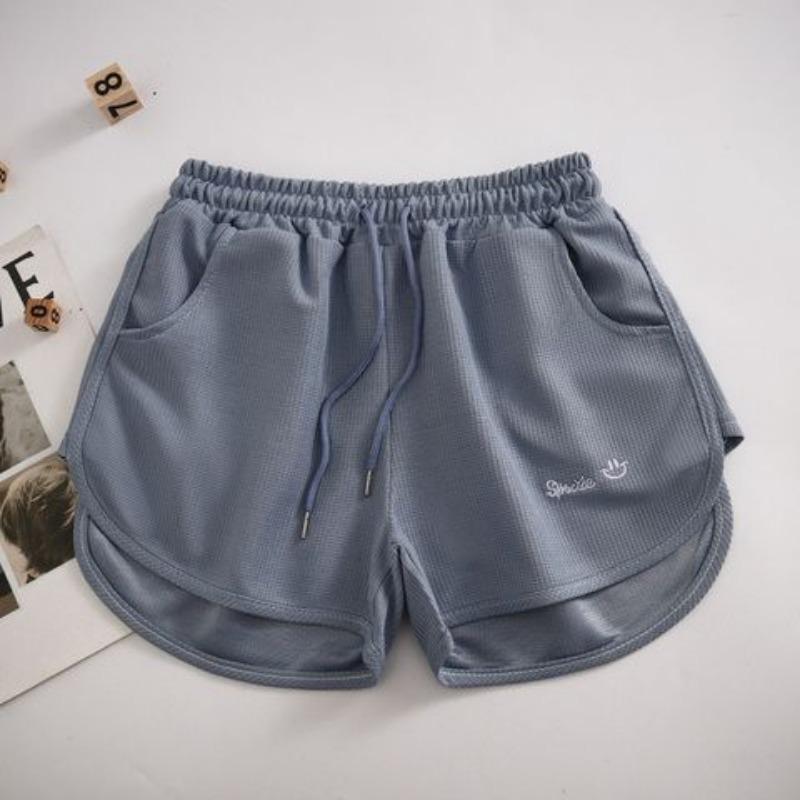 Waffle Sports Shorts for Women Wearing Summer Korean Style Elastic Waist Loose Slimming A-line Wide-leg Pants Home Pants