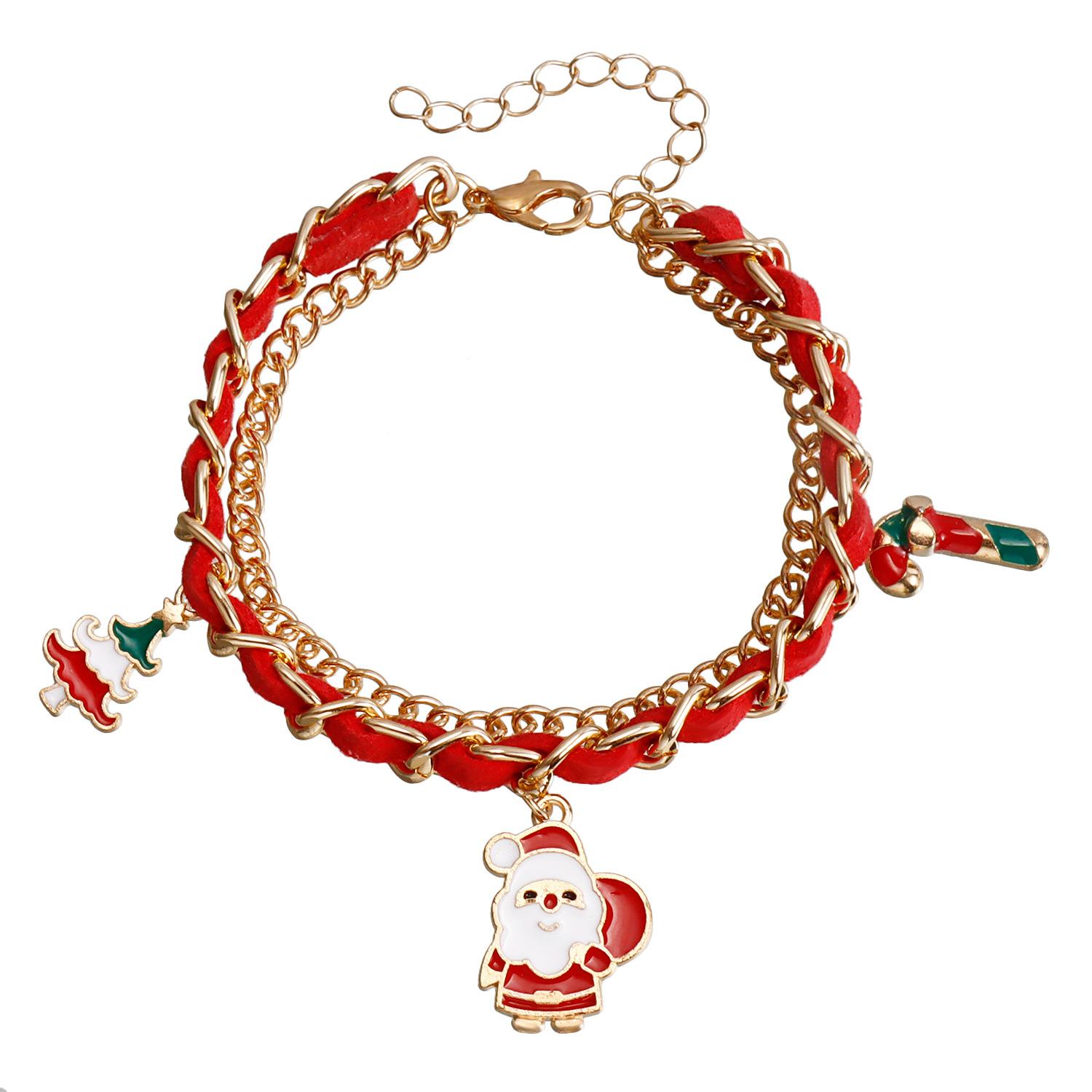New christmas Korean velvet Santa Claus pendant bracelet, European and American Christmas bracelet