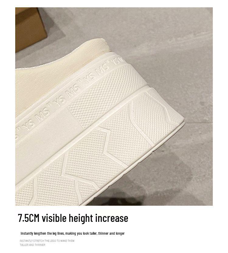 Women's White Thick-Soled Platform Mules - Closed-Toe, Backless, Petite Height Boost, Spring/Summer