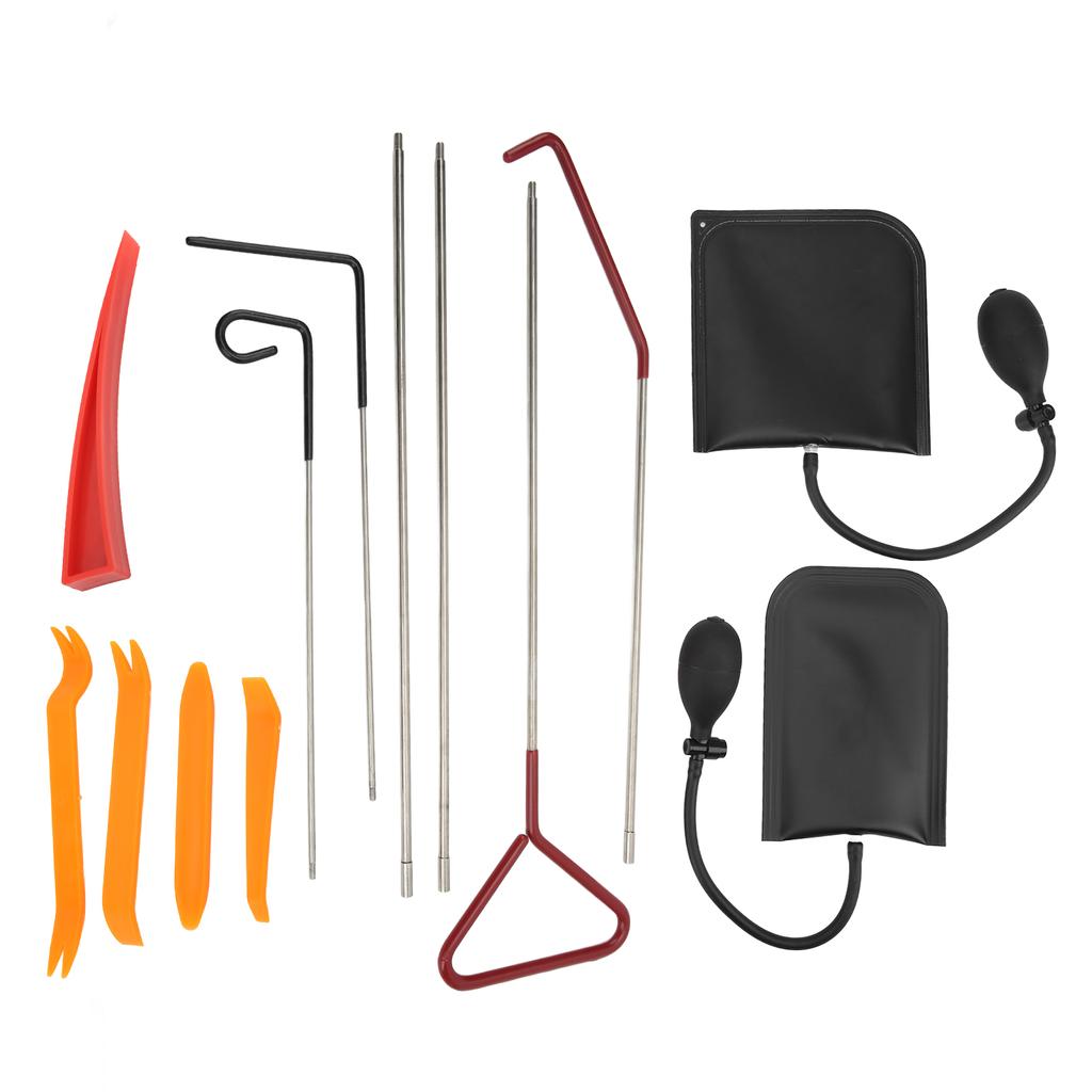 13Pcs Set Car Door Open Pry Tool with Long Reach Grabber Wedges Inflatable Shim Bag Auto Trim Removal Installer