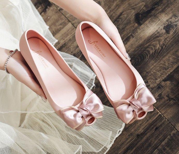 Fashion Women Sandals Plastic Clogs Peep Toe Cute Jelly Sandals Woman 2024 Summer Hot Popular Rubber Sole Shoes Butterfly Knot