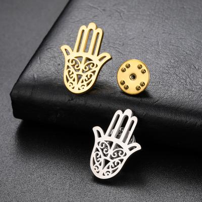LIKGREAT Hamsa Fatimas Hand Brosche Edelstahl Anstecknadel Amulett Talisman Schmuck Geburtstags Jubiläumsgeschenke Großhandel