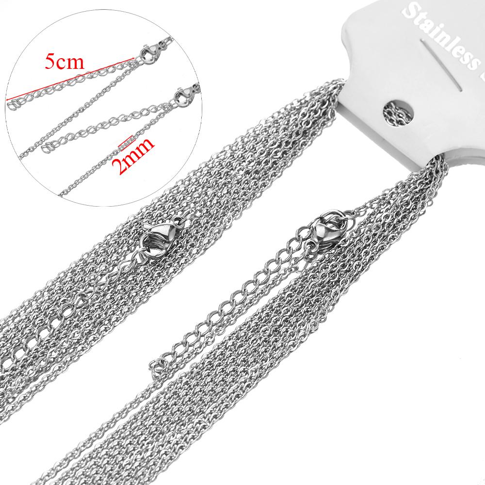 10pcs 45+5cm Gold Color Stainless Steel Link Chains In Bulk Necklaces Fashion Jewelry Adjustable Chains Wholesale Chokers DIY