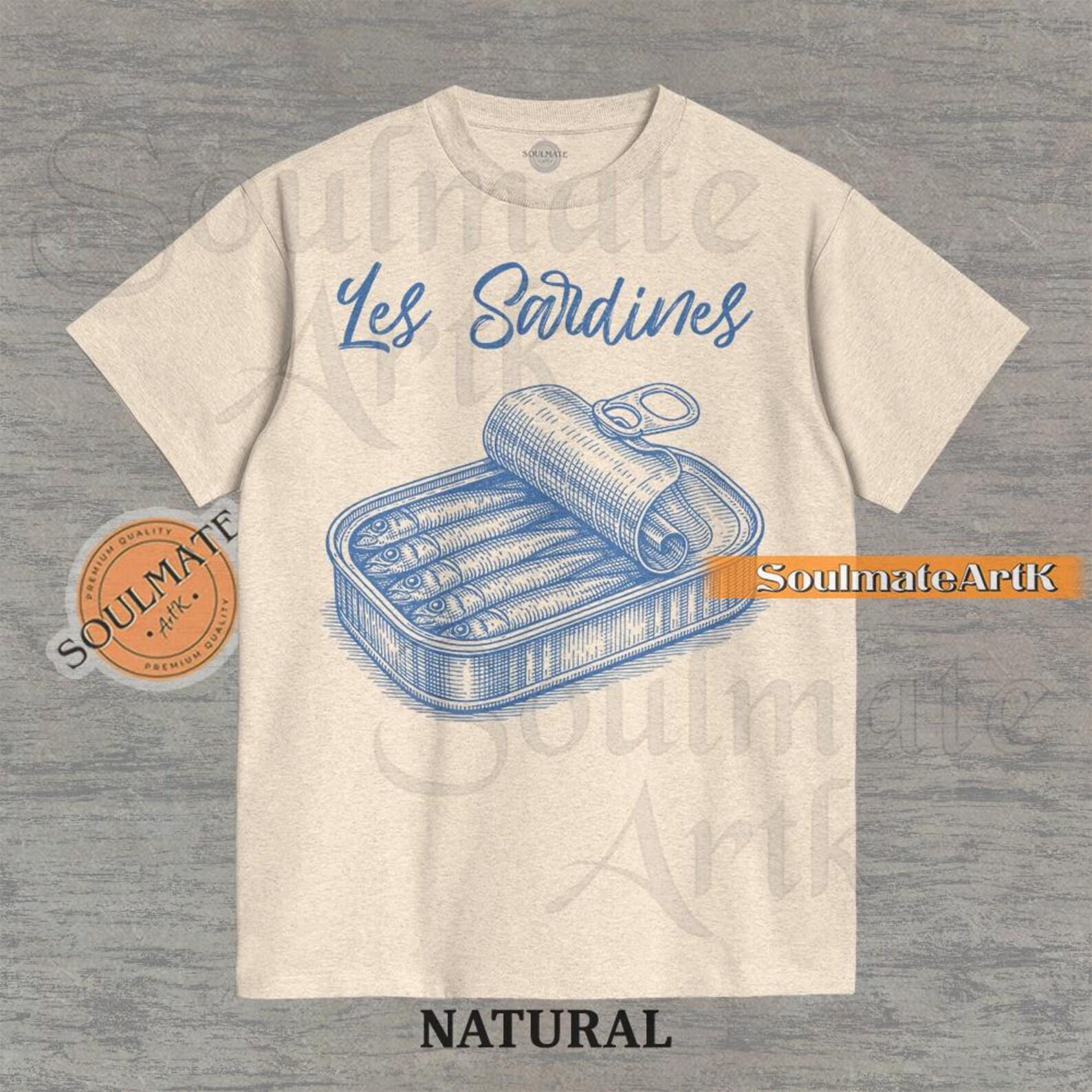 Les Sardines Shirt, Retro Seafood Tshirt, Canned Tinned Fish Lover T-shirt, Comfort Colors Unisex Graphic Tee 4XL