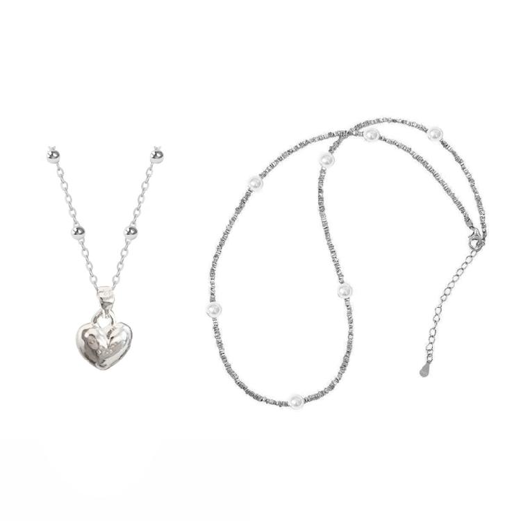 Sweet Cool Heart Stackable Necklace Temperament Clavicle Chain Collar Necklace