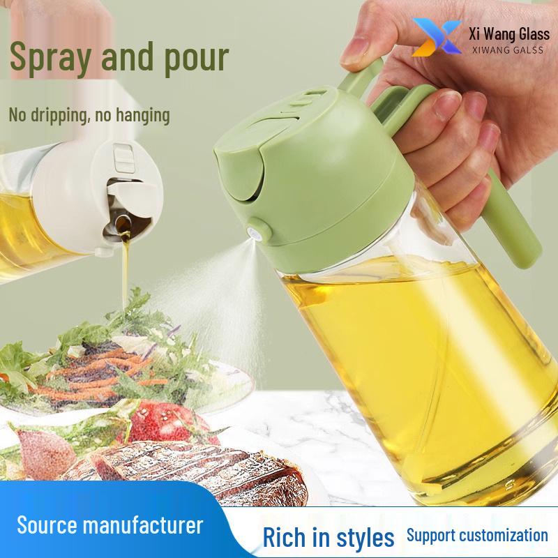 

Large Capacity Multifunctional Press-Type Oil Bottle - All-in-One Spray & Pour for Kitchen Use. Yellow 450ML Oil Pot