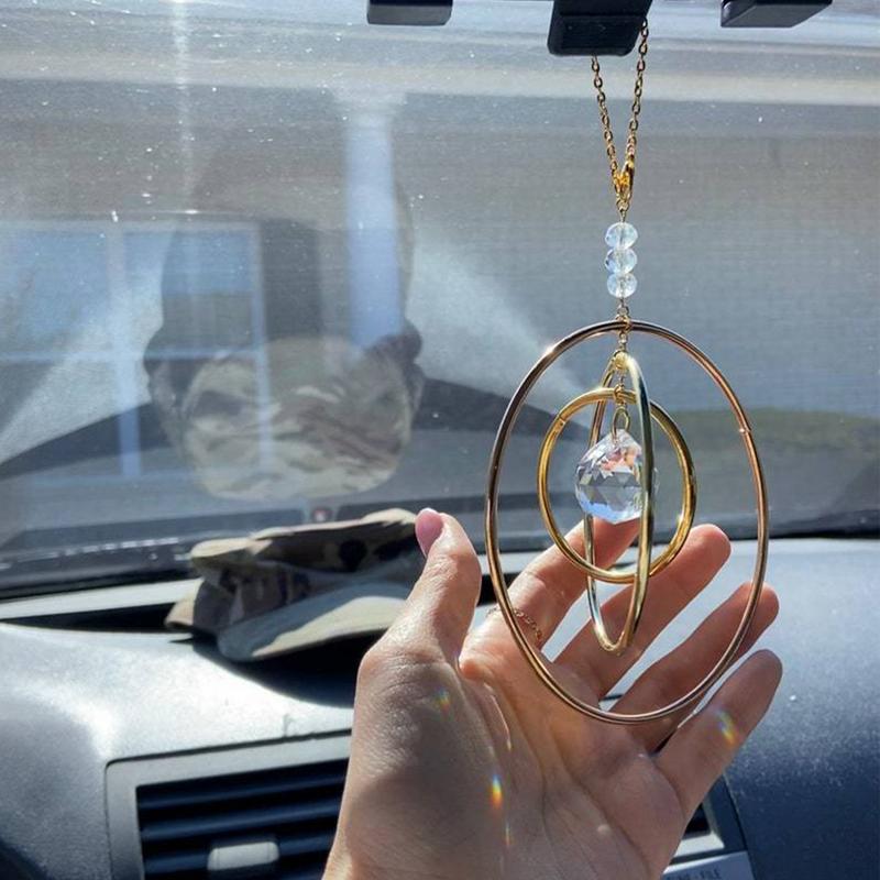 Suncatcher Hanging Crystal Moon Catcher Pendants Wind Chimes Rainbow Prism Window Drop Bell Christmas Tree Home Decor