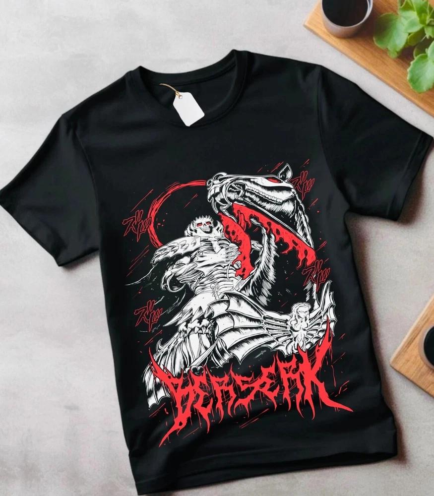 Anime Berserker Armour Bloody Skull Black Tshirt S