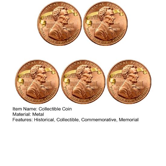 Final Penny Collectible Coin The Last Cent 1909 2025 Tribute Penny Commemorative Token Nostalgic Collector's Gift for History Coin Enthusiasts