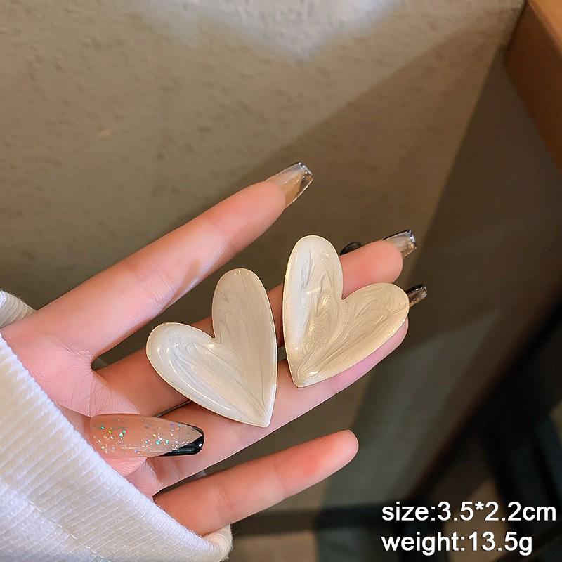 Heart Dangle Earrings for Women Colorful Enamel Crystal Love Heart Sweet Korean Female Drop Earrings aretes de
