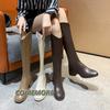 Fashion 2025 Fashion Women‘s Boots Soft Leather Knee High Boots Women Zipper Female Square Heel Woman Shoes Autumn Winter Knight Boot PU