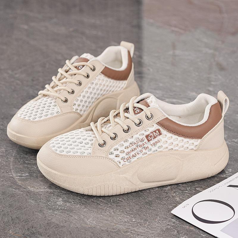 Summer Hollow Little White Shoes New Female Students Mesh Breathable Heightening Casual Shoes Board Shoes Women