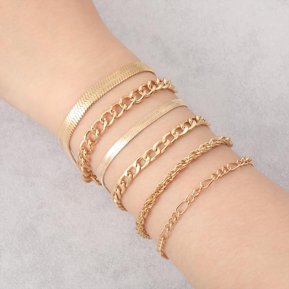 Jewelry 6-Piece Set, Simple Twist Snake Slice Chain, Personalized Thick Chain Bracelet