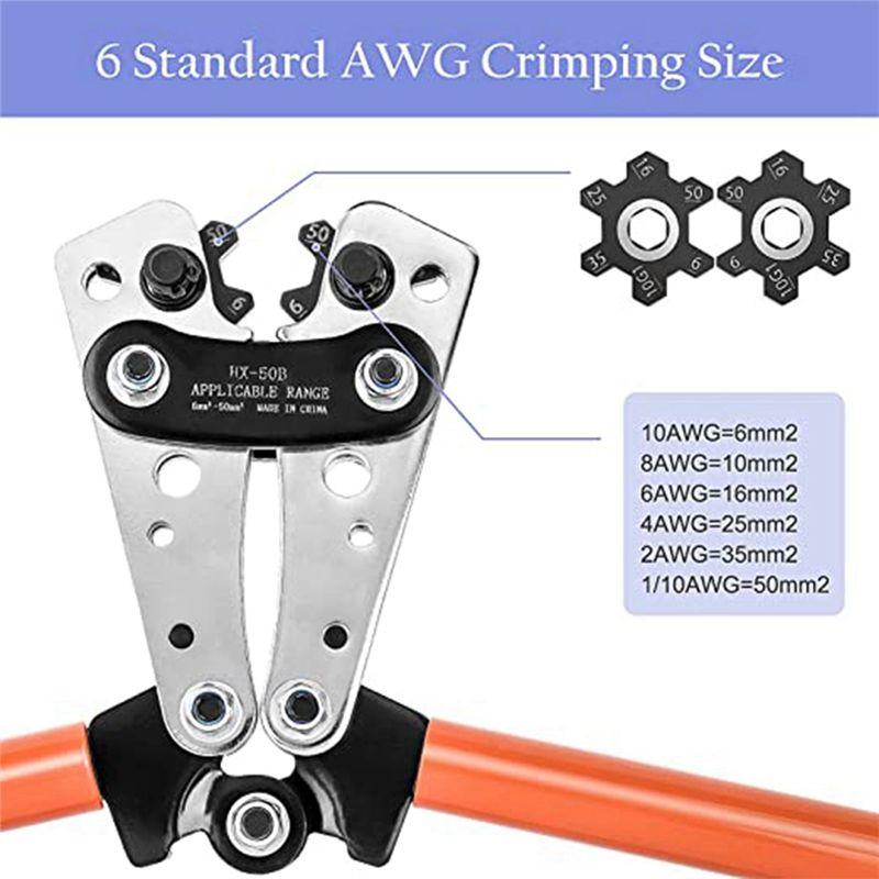 A84E-HX-50B Crimping Pliers Bare Terminal Copper Nose Crimping Pliers Cable Crimping Pliers 6-50Mm Yellow