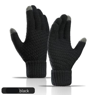 Frauen Männer Warme Winter Touchscreen Handschuhe Stretch Strick Fäustlinge Wolle Vollfinger Guantes Weibliche Häkeln Handschuh
