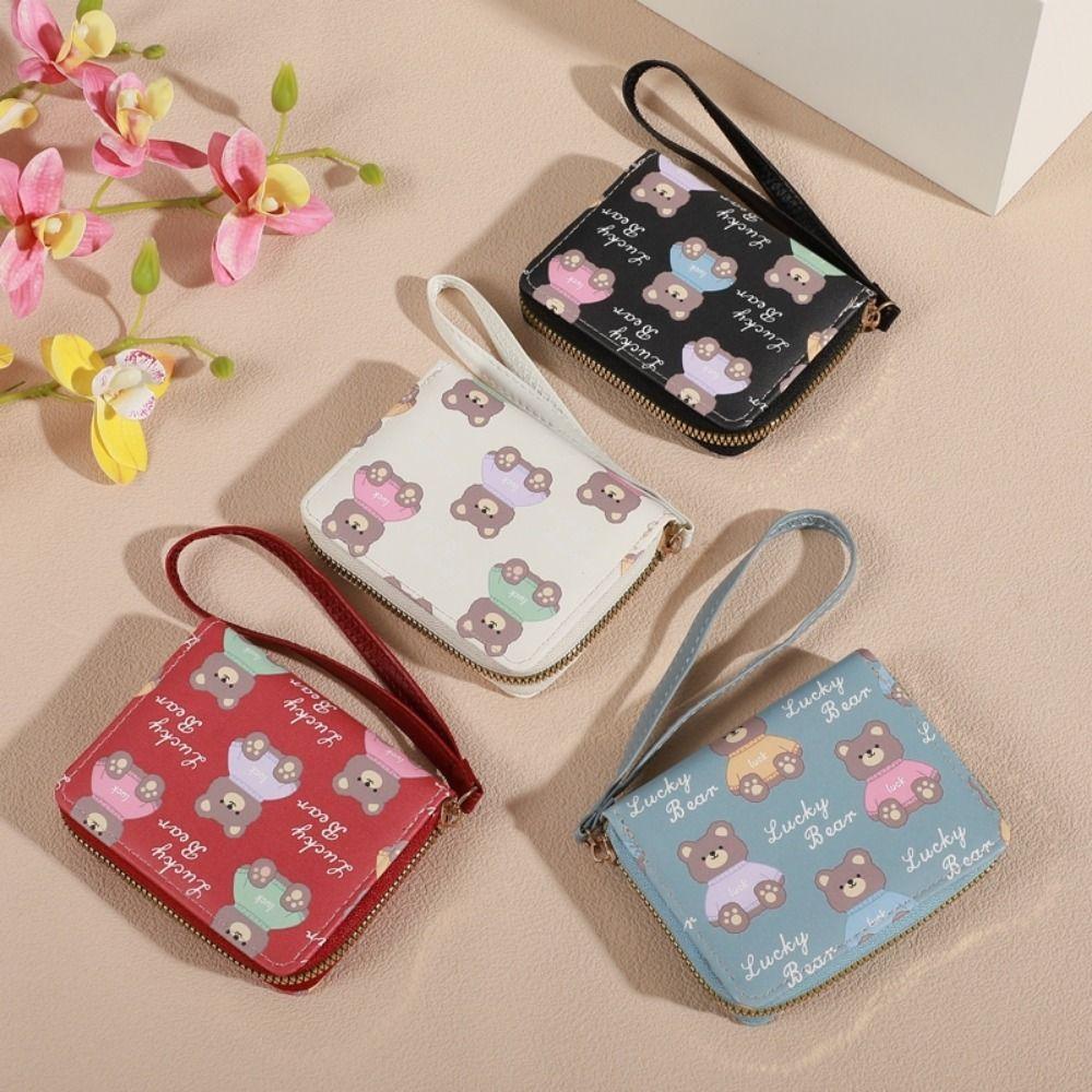 Portable Mini Bear Card Bag Multi Slot Lightweight Card Wallet PU Leather Credit Card Holder Bank ID Card Storage