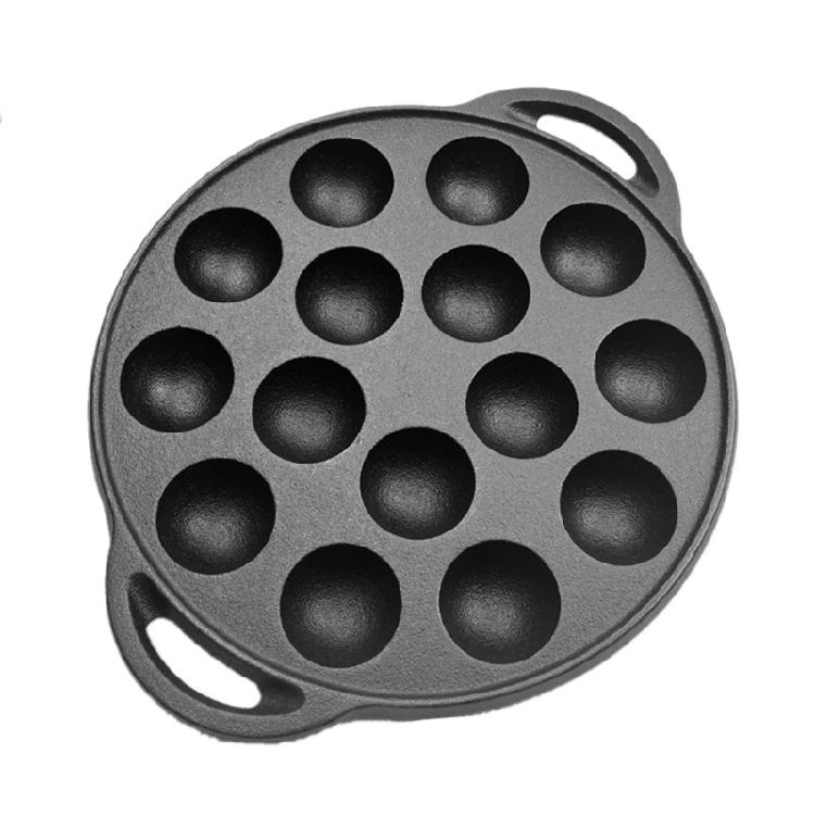

Multipurpose 26x26cm Cast Iron Pancakes Pan Takoyaki Cooking Escargot Plate For Street Food Business Or Family Gathering
