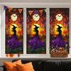 Halloween Window Sticker Stained Glass Style Witch Bats Decal Removable Pumpkins Ghosts Static Window Cling for Party Decoration