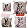 2D Cute Dressed Rabbits Pattern Pillow Covers Pattern Cushion Cover Suitable For Sofa Bedroom Car Pillow Cover