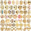 NEW Sparkling DIY Gold Serise Plating Flower Charm Clip Paw Heart Family Bead Fit European Silver Bracelet Jewelry Gift