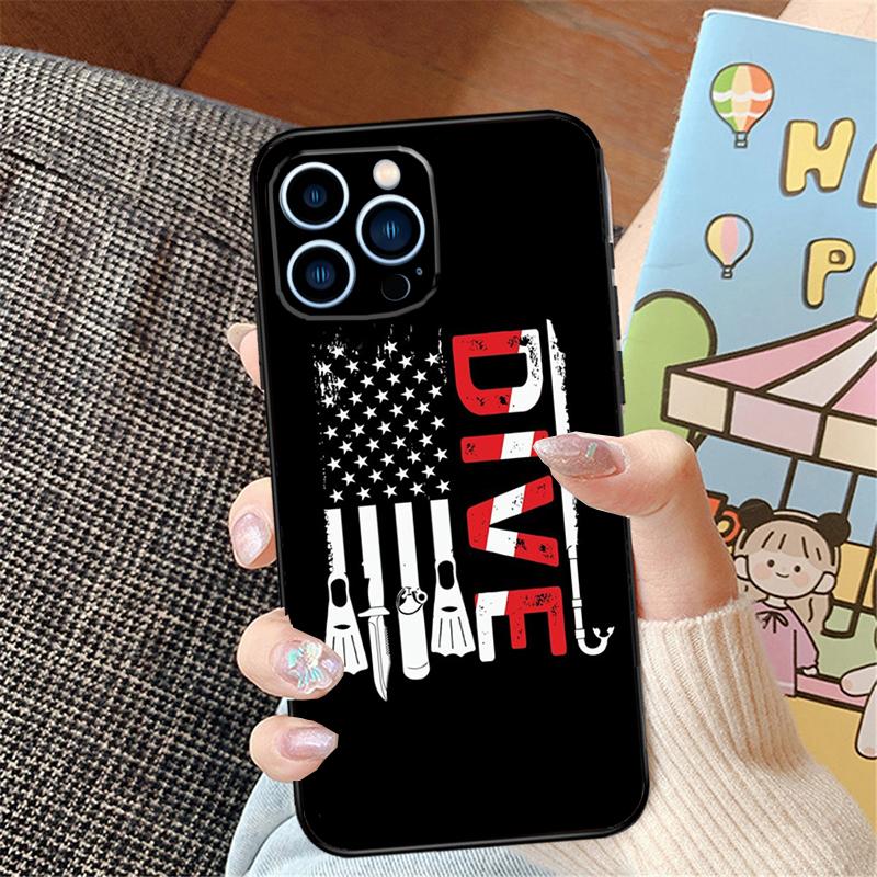 Scuba Diving Diver For iPhone 15 13 14 16 Pro Max XS XR X Case For iPhone 15 11 12 14 16 Pro Max Plus 13 Mini Cover