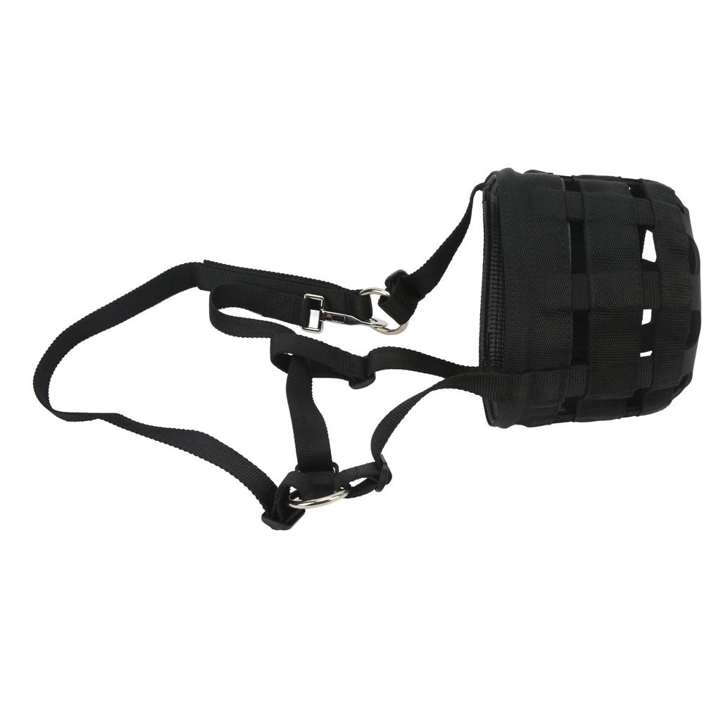 Black Horse Grazing Muzzle Easy Breathe Horse Mouth Cover with Large Holes Anti Biting Horse Muzzles for Equestrian