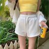 2026 Summer Women High Waist Drawstring Sweat Shorts Slit Design Pocketed A-line Loose Sports Casual Shorts For Petite Ladies